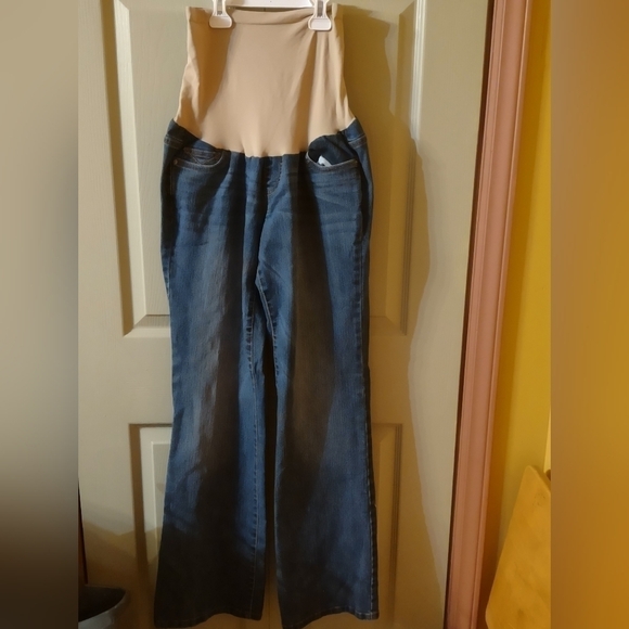 Maternity Jeans Large Oh Baby Motherhood Denim Blue Design Pockets COMFY - Picture 1 of 2